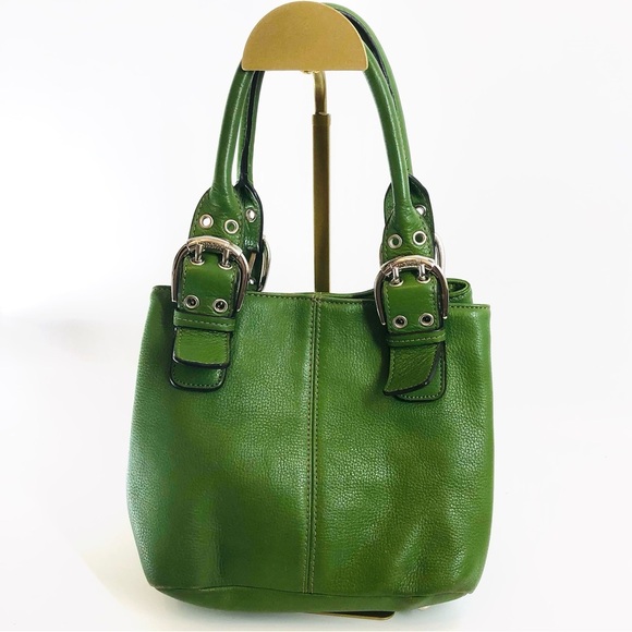 Tignanello Green Leather Perfect 10 French Tote - Picture 2 of 16